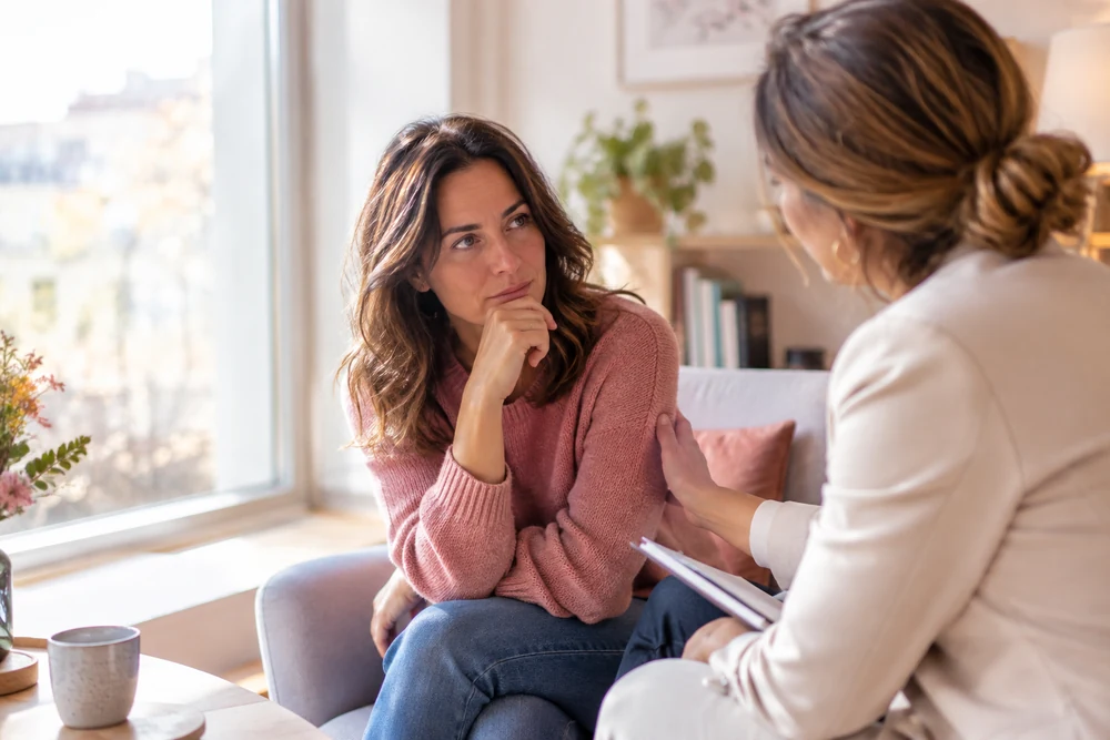 Se protéger d'un manipulateur : une femme rencontre une conseillère bienveillante dans un bureau lumineux